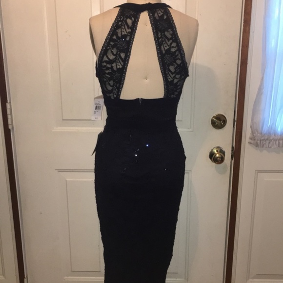 Navy Blue Lace Floor Length Prom/Bridesmaid Dress - Picture 4 of 6
